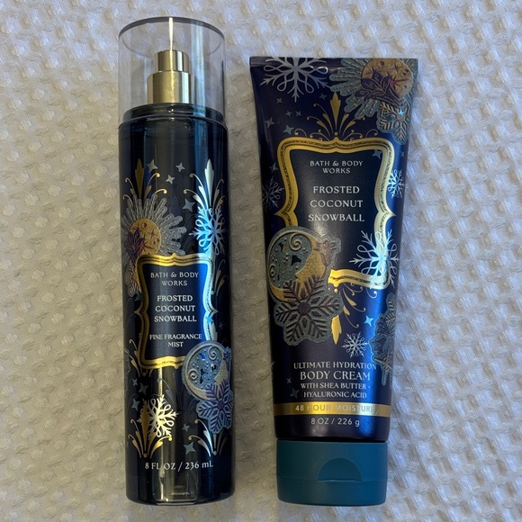 NEW Set! Bath & Body Works Frosted Coconut Snowball Fragrance Mist & Body Cream - Picture 8 of 8